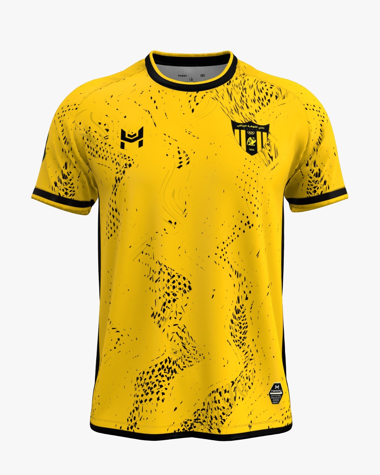 Front of the Al-Kufa SC yellow and black home football jersey 2026/27