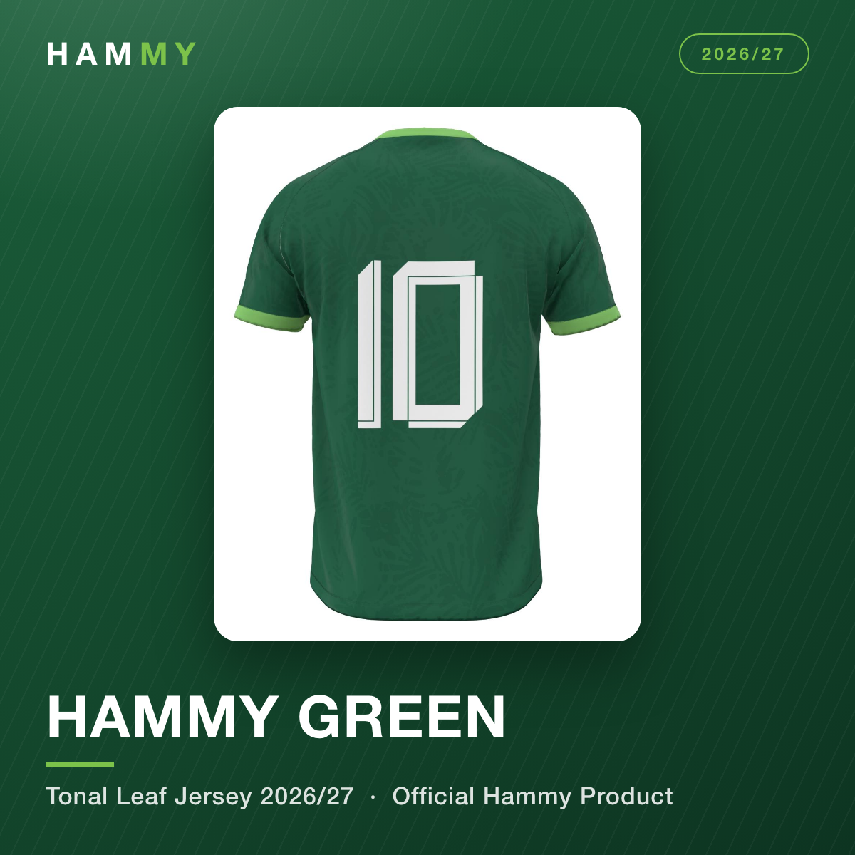 Hammy green tonal leaf football jersey 2026/27 promotional banner