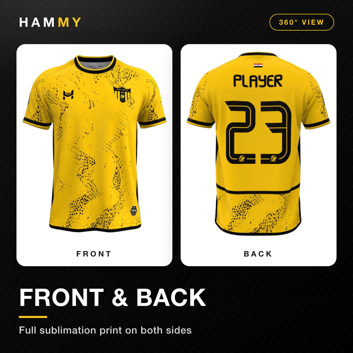 Front and back view of the Al-Kufa SC home football jersey