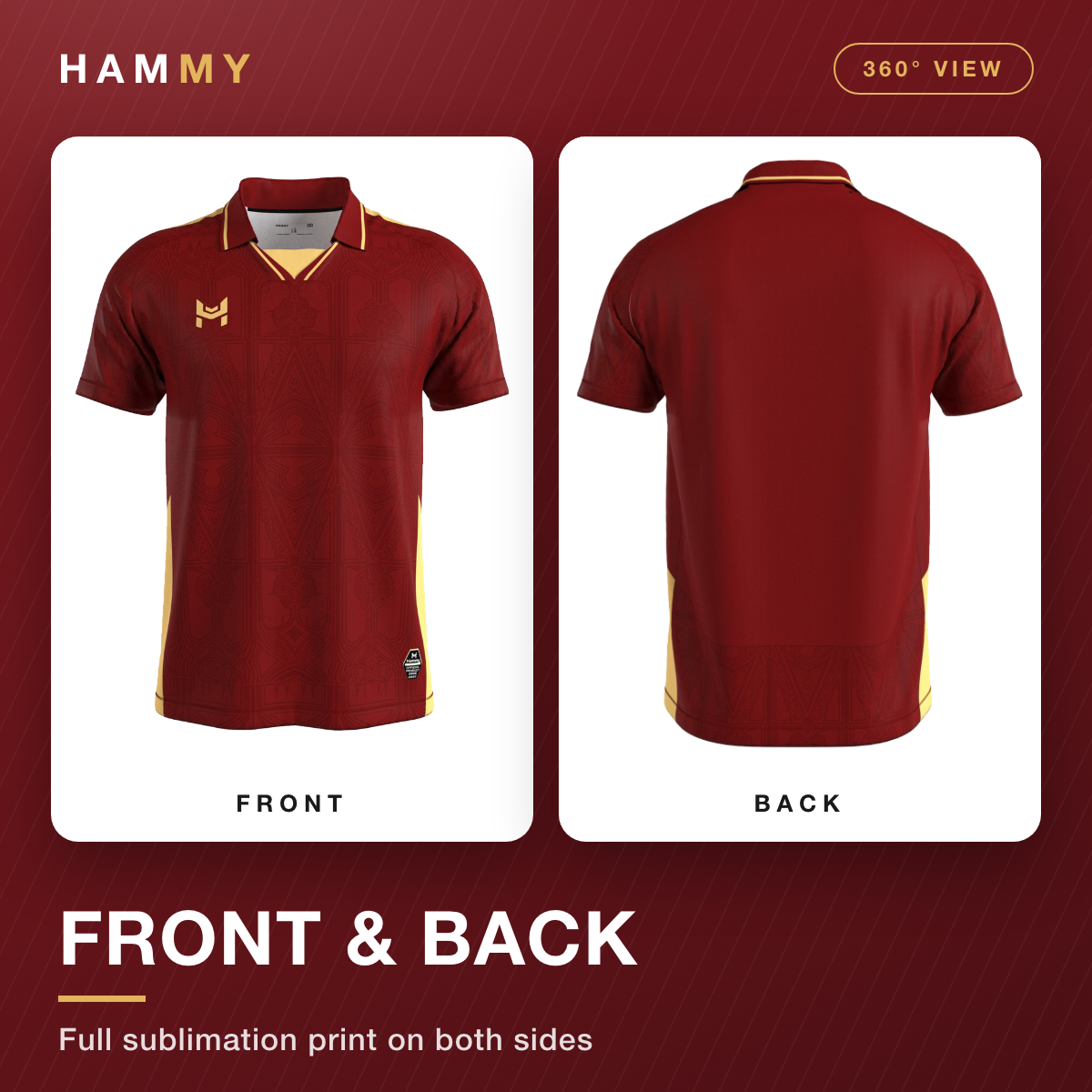Front and back view of the Hammy maroon and gold football jersey