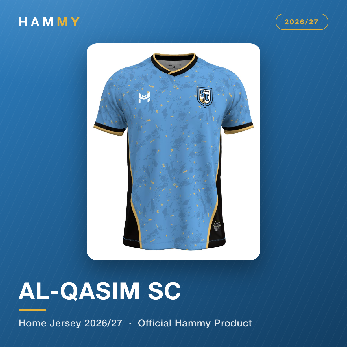 Al-Qasim SC sky blue home football jersey 2026/27 promotional banner